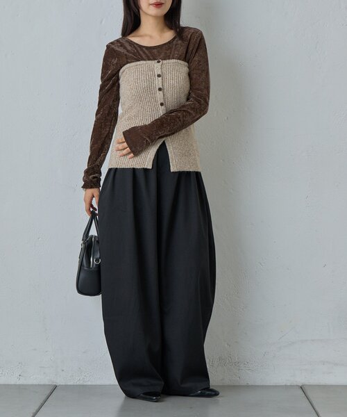 goocy(グーシー)の「MIXニットチューブトップビスチェ(ニット/セーター・レディース・アイボリー・FREE)」の7枚目の写真