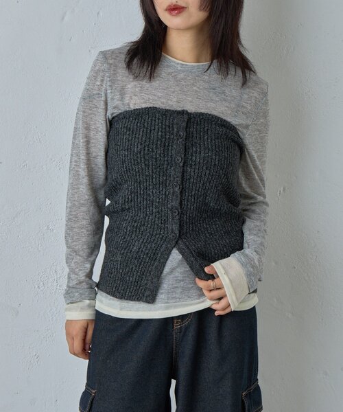 goocy(グーシー)の「MIXニットチューブトップビスチェ(ニット/セーター・レディース・アイボリー・FREE)」の8枚目の写真