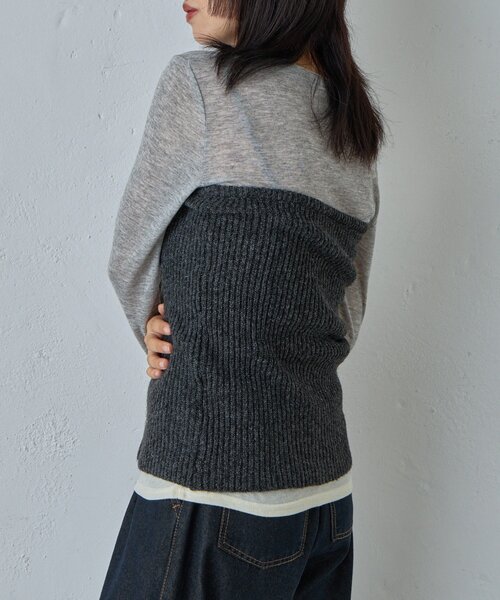 goocy(グーシー)の「MIXニットチューブトップビスチェ(ニット/セーター・レディース・アイボリー・FREE)」の9枚目の写真