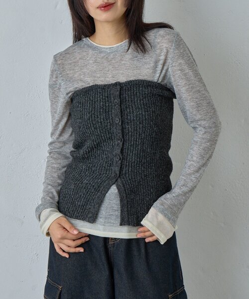 goocy(グーシー)の「MIXニットチューブトップビスチェ(ニット/セーター・レディース・アイボリー・FREE)」の11枚目の写真