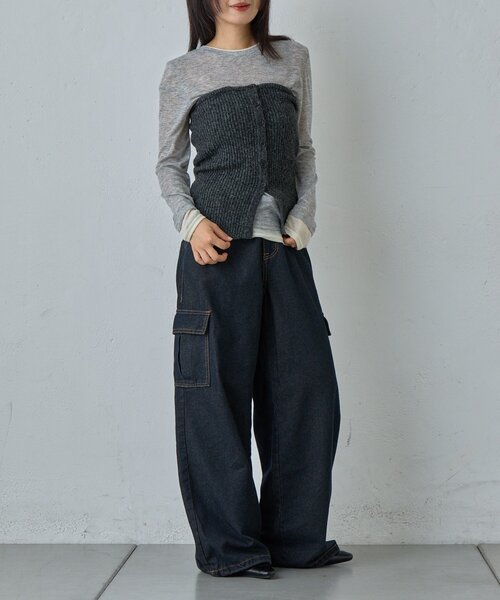 goocy(グーシー)の「MIXニットチューブトップビスチェ(ニット/セーター・レディース・アイボリー・FREE)」の12枚目の写真