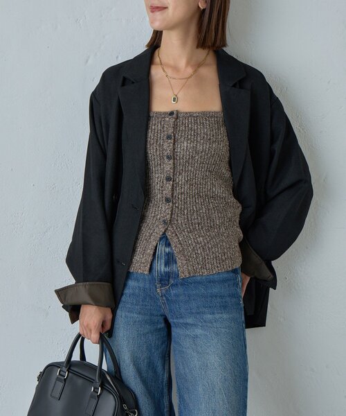 goocy(グーシー)の「MIXニットチューブトップビスチェ(ニット/セーター・レディース・アイボリー・FREE)」の14枚目の写真