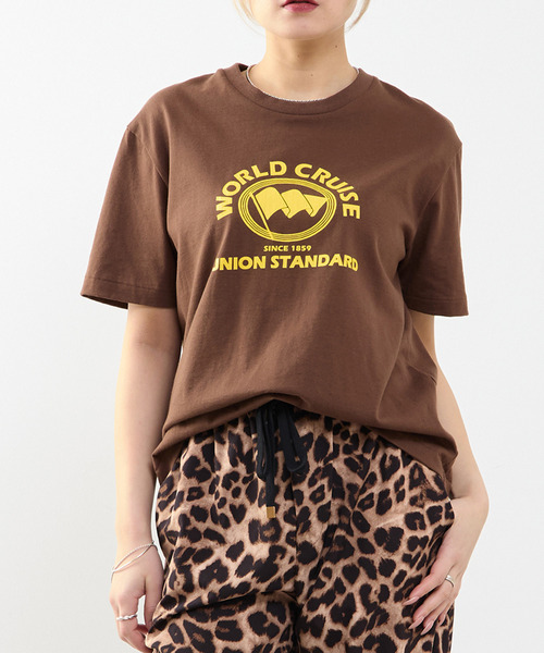 SOFFITTO（ソフィット）の「ヴィンテージライクプリントTシャツ（Tシャツ/カットソー・レディース・ブラウン/ブルー/トップグレー・FREE）」の2枚目の写真