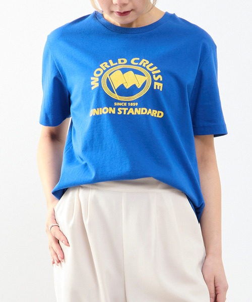 SOFFITTO（ソフィット）の「ヴィンテージライクプリントTシャツ（Tシャツ/カットソー・レディース・ブラウン/ブルー/トップグレー・FREE）」の3枚目の写真