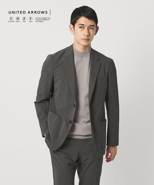 UNITED ARROWS(ユナイテッドアローズ)の「ドビー 2ボタン シングル テーラードジャケット UA COZY ウォッシャブル タテヨコストレッチ 防しわ 撥水(テーラードジャケット・メンズ・グレー系/ネイビー・L/M/XXL/XXXL/XL/S)」の3枚目の写真