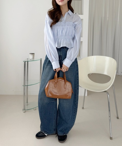 Ada.（エイダ）の「ビスチェ セット チェック/ストライプ シャツ（シャツ/ブラウス・レディース・ブラック/サックスブルー/ホワイト・FREE）」の16枚目の写真