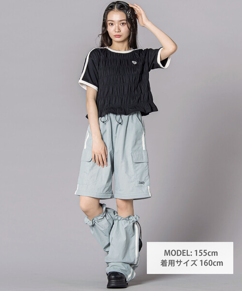 ZIDDY（ジディ）の「シャーリングトップス(130~160cm)（Tシャツ/カットソー・キッズ・ブラック/ホワイト・130cm/150cm/140cm/FREE）」の22枚目の写真