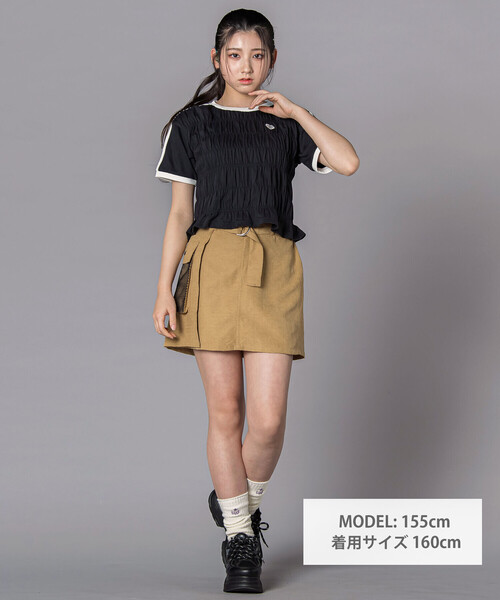 ZIDDY（ジディ）の「シャーリングトップス(130~160cm)（Tシャツ/カットソー・キッズ・ブラック/ホワイト・130cm/150cm/140cm/FREE）」の21枚目の写真