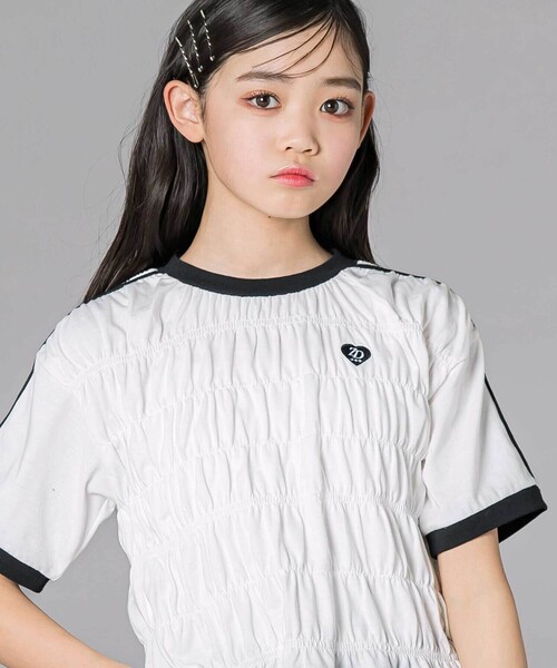 ZIDDY（ジディ）の「シャーリングトップス(130~160cm)（Tシャツ/カットソー・キッズ・ブラック/ホワイト・130cm/150cm/140cm/FREE）」の19枚目の写真