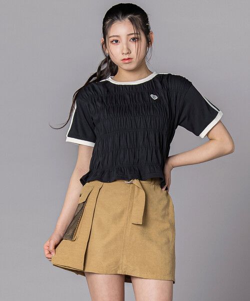 ZIDDY（ジディ）の「シャーリングトップス(130~160cm)（Tシャツ/カットソー・キッズ・ブラック/ホワイト・130cm/150cm/140cm/FREE）」の16枚目の写真