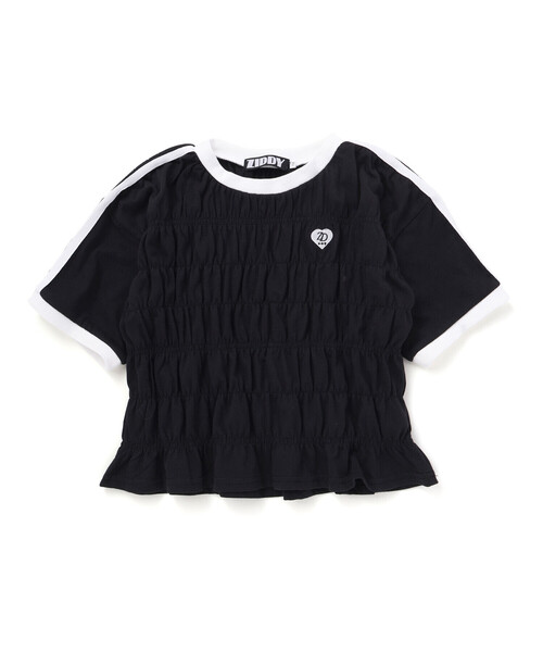 ZIDDY（ジディ）の「シャーリングトップス(130~160cm)（Tシャツ/カットソー・キッズ・ブラック/ホワイト・130cm/150cm/140cm/FREE）」の7枚目の写真