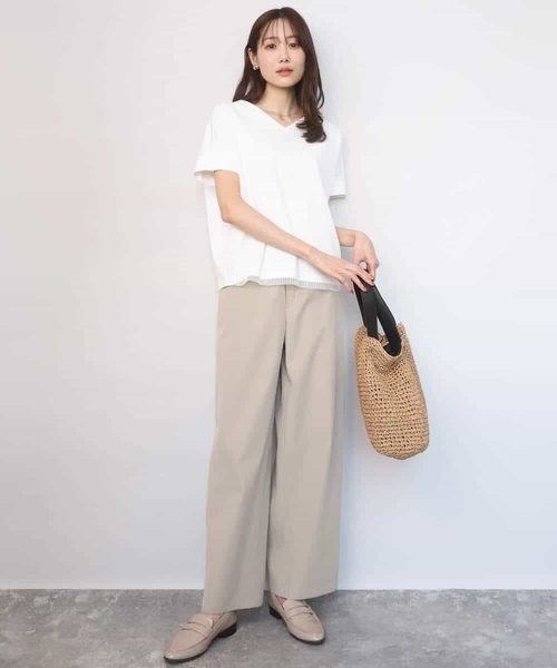 MK MICHEL KLEIN（エムケーミッシェルクラン）の「ストライプチュールカットソー/接触冷感/洗える（Tシャツ/カットソー・レディース・ホワイト/ライトグレー/ライトブルー/ネイビー・38）」の11枚目の写真