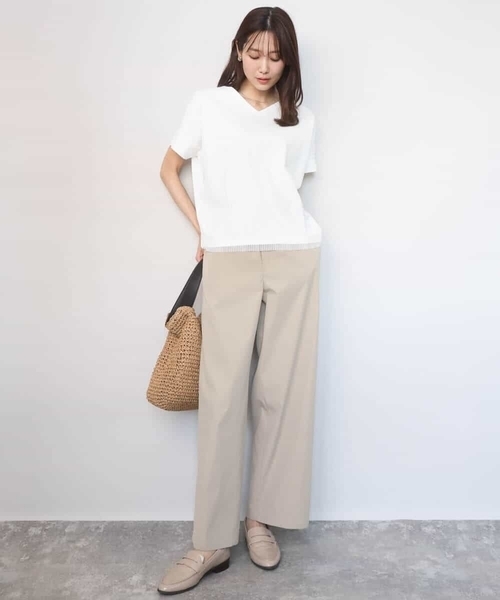 MK MICHEL KLEIN（エムケーミッシェルクラン）の「ストライプチュールカットソー/接触冷感/洗える（Tシャツ/カットソー・レディース・ホワイト/ライトグレー/ライトブルー/ネイビー・38）」の12枚目の写真