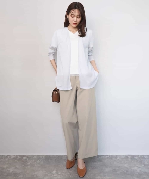 MK MICHEL KLEIN（エムケーミッシェルクラン）の「ストライプチュールカットソー/接触冷感/洗える（Tシャツ/カットソー・レディース・ホワイト/ライトグレー/ライトブルー/ネイビー・38）」の13枚目の写真