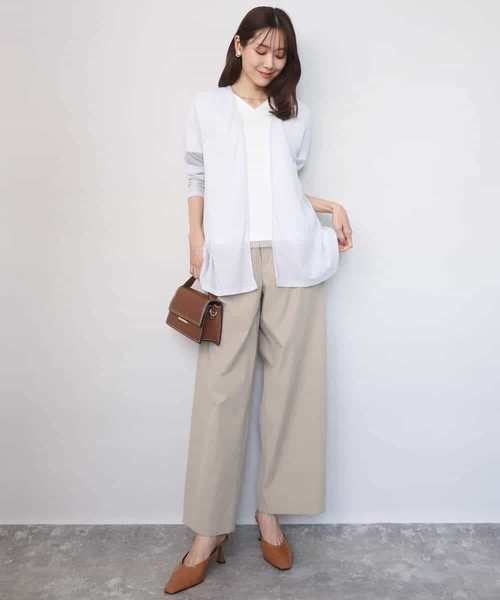 MK MICHEL KLEIN（エムケーミッシェルクラン）の「ストライプチュールカットソー/接触冷感/洗える（Tシャツ/カットソー・レディース・ホワイト/ライトグレー/ライトブルー/ネイビー・38）」の14枚目の写真