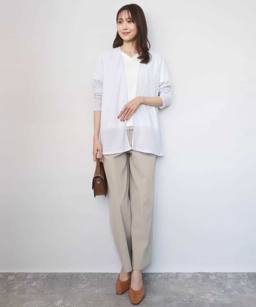 MK MICHEL KLEIN（エムケーミッシェルクラン）の「ストライプチュールカットソー/接触冷感/洗える（Tシャツ/カットソー・レディース・ホワイト/ライトグレー/ライトブルー/ネイビー・38）」の15枚目の写真