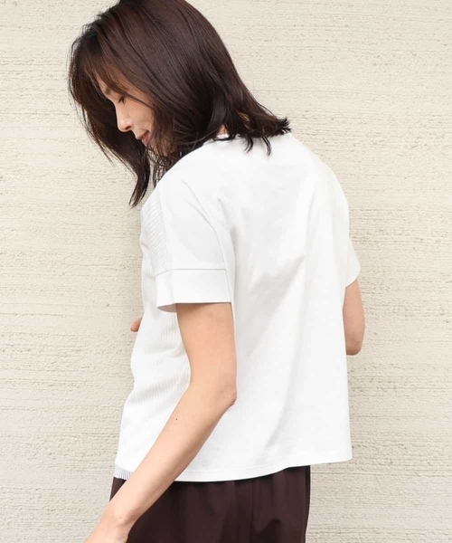 MK MICHEL KLEIN（エムケーミッシェルクラン）の「[接触冷感/洗える]ストライプチュールカットソー（Tシャツ/カットソー・レディース・ホワイト/ライトグレー/ライトブルー/ネイビー・38）」の19枚目の写真