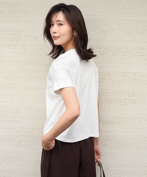 MK MICHEL KLEIN（エムケーミッシェルクラン）の「[接触冷感/洗える]ストライプチュールカットソー（Tシャツ/カットソー・レディース・ホワイト/ライトグレー/ライトブルー/ネイビー・38）」の20枚目の写真