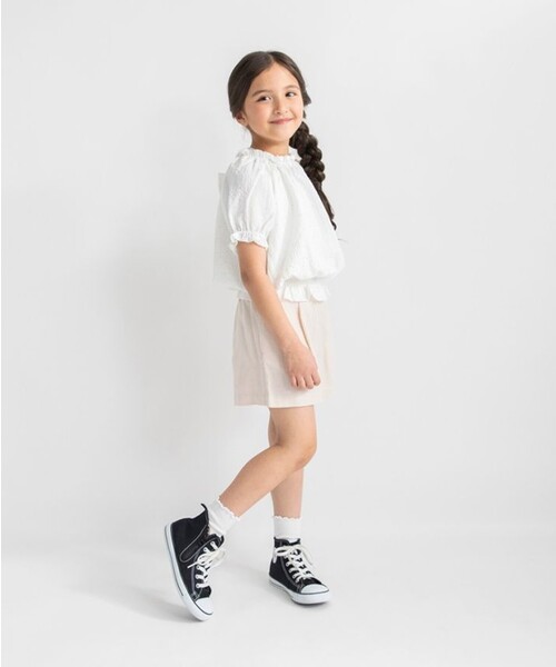 BRANSHES（ブランシェス）の「【プチレディ】シルバードット後ろリボンブラウス（シャツ/ブラウス・キッズ・ピンクベージュ/アイボリー・150/100/130/140/120/90/110）」の3枚目の写真