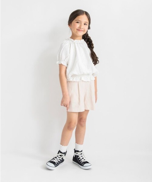 BRANSHES（ブランシェス）の「【プチレディ】シルバードット後ろリボンブラウス（シャツ/ブラウス・キッズ・ピンクベージュ/アイボリー・150/100/130/140/120/90/110）」の4枚目の写真