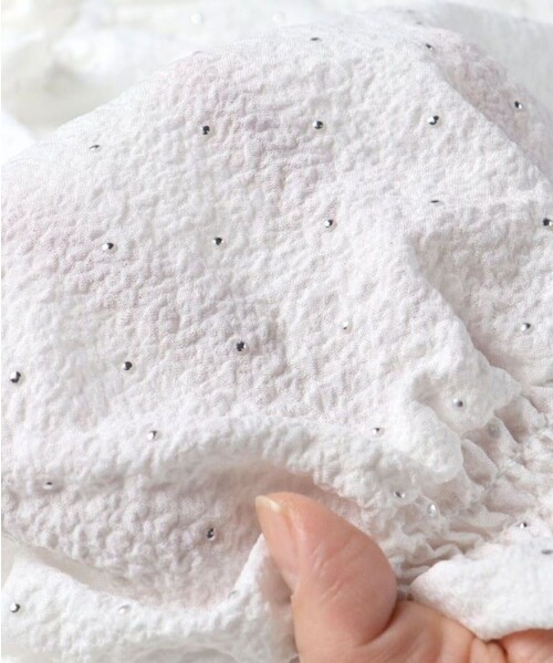 BRANSHES（ブランシェス）の「【プチレディ】シルバードット後ろリボンブラウス（シャツ/ブラウス・キッズ・ピンクベージュ/アイボリー・150/100/130/140/120/90/110）」の6枚目の写真