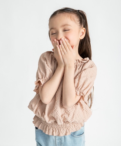 BRANSHES（ブランシェス）の「【プチレディ】シルバードット後ろリボンブラウス（シャツ/ブラウス・キッズ・ピンクベージュ/アイボリー・150/100/130/140/120/90/110）」の2枚目の写真