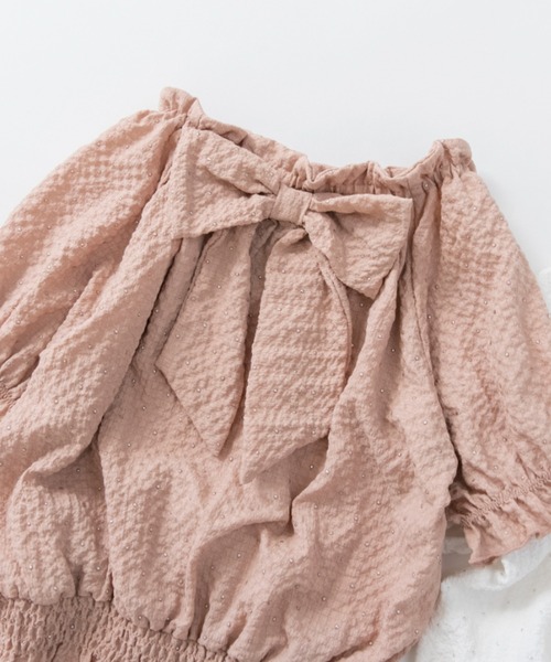 BRANSHES（ブランシェス）の「【プチレディ】シルバードット後ろリボンブラウス（シャツ/ブラウス・キッズ・ピンクベージュ/アイボリー・150/100/130/140/120/90/110）」の14枚目の写真
