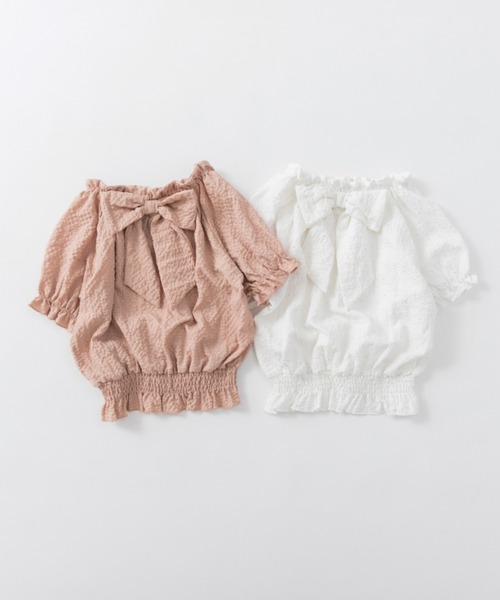 BRANSHES（ブランシェス）の「【プチレディ】シルバードット後ろリボンブラウス（シャツ/ブラウス・キッズ・ピンクベージュ/アイボリー・150/100/130/140/120/90/110）」の15枚目の写真