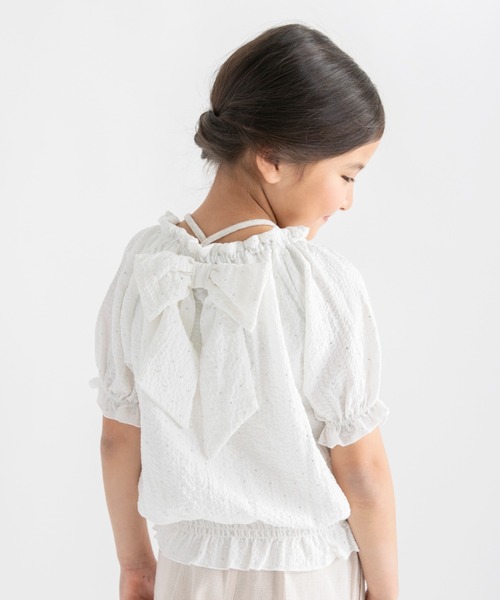 BRANSHES（ブランシェス）の「【プチレディ】シルバードット後ろリボンブラウス（シャツ/ブラウス・キッズ・ピンクベージュ/アイボリー・150/100/130/140/120/90/110）」の17枚目の写真