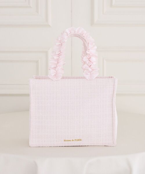 Maison de FLEUR（メゾンドフルール）の「ツイードフリルハンドルスクエアトートバッグ（トートバッグ・レディース・ピンク/アイボリー/ブラック・FREE）」の3枚目の写真