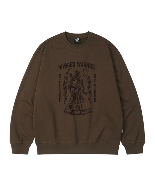 WILDROCK（ワイルドロック）の「WINGED WARRIOR オーバーサイズ スウェット_7 COL（スウェット・メンズ・ブラウン/ブラック/ブルー/ダークグレー/チャコール/ベージュ/ネイビー・MEDIUM/LARGE/SMALL）」の5枚目の写真