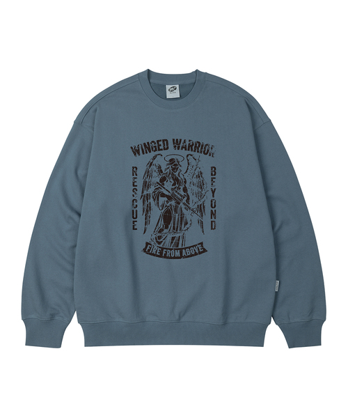 WILDROCK(ワイルドロック)の「WINGED WARRIOR オーバーサイズ スウェット_7 COL(スウェット・メンズ・ブラウン/ブラック/ブルー/ダークグレー/チャコール/ベージュ/ネイビー・MEDIUM/LARGE/SMALL)」の7枚目の写真