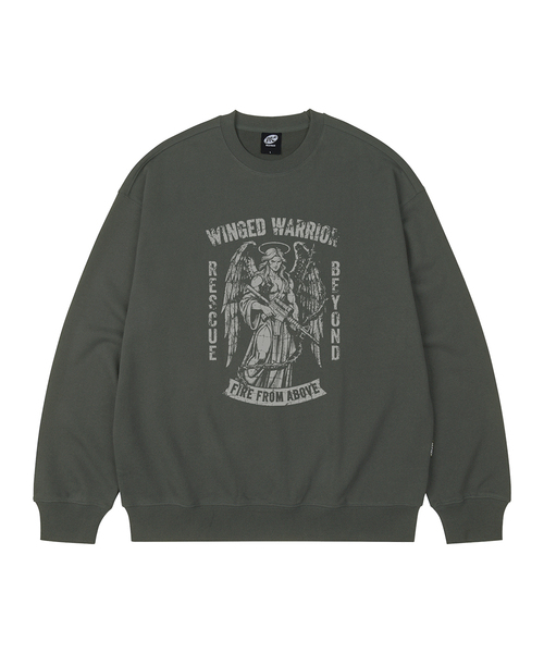 WILDROCK（ワイルドロック）の「WINGED WARRIOR オーバーサイズ スウェット_7 COL（スウェット・メンズ・ブラウン/ブラック/ブルー/ダークグレー/チャコール/ベージュ/ネイビー・MEDIUM/LARGE/SMALL）」の4枚目の写真