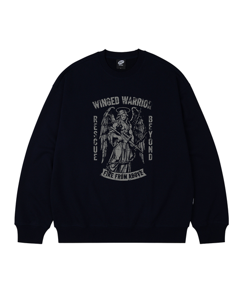WILDROCK（ワイルドロック）の「WINGED WARRIOR オーバーサイズ スウェット_7 COL（スウェット・メンズ・ブラウン/ブラック/ブルー/ダークグレー/チャコール/ベージュ/ネイビー・MEDIUM/LARGE/SMALL）」の2枚目の写真