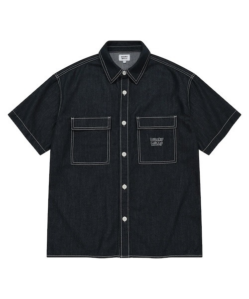 Wacky WiLLy(ワッキーウィリー)の「EASY DENIM SHORT-SLEEVE SHIRT(シャツ/ブラウス・メンズ・インディゴブルー/ブラック・SMALL/MEDIUM/LARGE)」の2枚目の写真