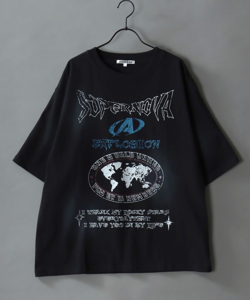 SITRY(シトリー)の「Chemical Wash Graphic Logo T-Shirt/グランジ ケミカル加工 ヴィンテージライク オーバーサイズ 半袖Tシャツ レディース メンズ(Tシャツ/カットソー・メンズ・アイボリー/カモフラージュ/ピンク/ブラック・L/M)」の6枚目の写真