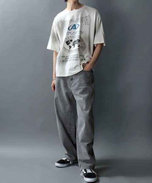 SITRY(シトリー)の「Chemical Wash Graphic Logo T-Shirt/グランジ ケミカル加工 ヴィンテージライク オーバーサイズ 半袖Tシャツ レディース メンズ(Tシャツ/カットソー・メンズ・アイボリー/カモフラージュ/ピンク/ブラック・L/M)」の21枚目の写真