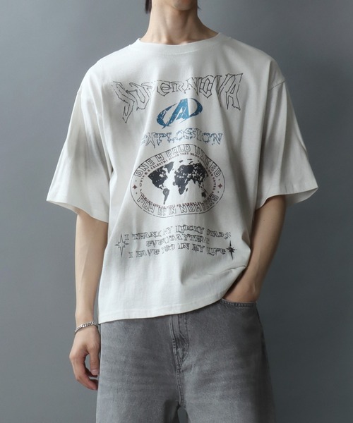 SITRY(シトリー)の「Chemical Wash Graphic Logo T-Shirt/グランジ ケミカル加工 ヴィンテージライク オーバーサイズ 半袖Tシャツ レディース メンズ(Tシャツ/カットソー・メンズ・アイボリー/カモフラージュ/ピンク/ブラック・L/M)」の19枚目の写真