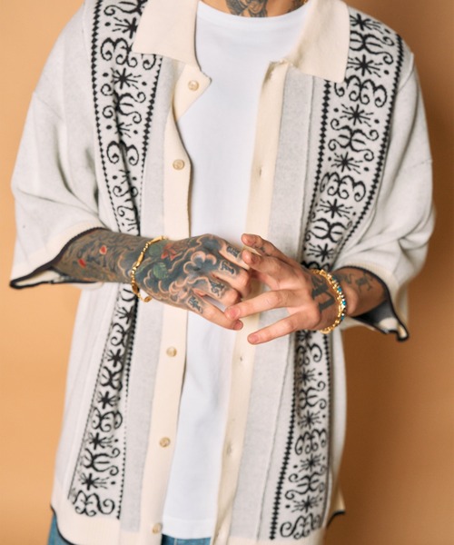 Subciety(サブサエティ)の「Jacquard knit shirt(シャツ/ブラウス・メンズ・ブラック/オリーブ/ホワイト・MEDIUM/LARGE/X-LARGE)」の16枚目の写真