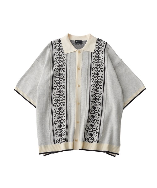 Subciety(サブサエティ)の「Jacquard knit shirt(シャツ/ブラウス・メンズ・ブラック/オリーブ/ホワイト・MEDIUM/LARGE/X-LARGE)」の4枚目の写真