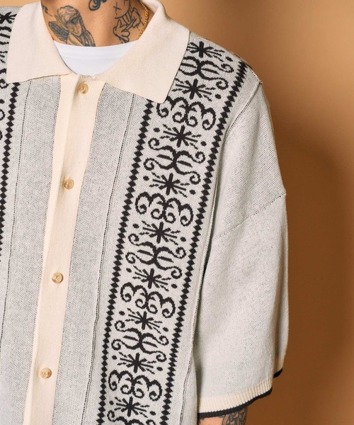 Subciety(サブサエティ)の「Jacquard knit shirt(シャツ/ブラウス・メンズ・ブラック/オリーブ/ホワイト・MEDIUM/LARGE/X-LARGE)」の11枚目の写真