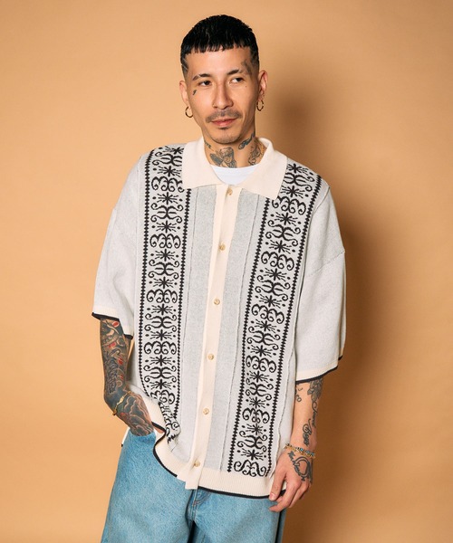 Subciety(サブサエティ)の「Jacquard knit shirt(シャツ/ブラウス・メンズ・ブラック/オリーブ/ホワイト・MEDIUM/LARGE/X-LARGE)」の8枚目の写真