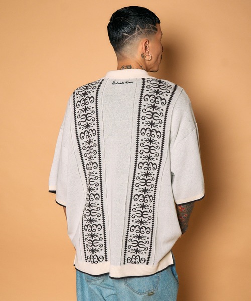 Subciety(サブサエティ)の「Jacquard knit shirt(シャツ/ブラウス・メンズ・ブラック/オリーブ/ホワイト・MEDIUM/LARGE/X-LARGE)」の9枚目の写真