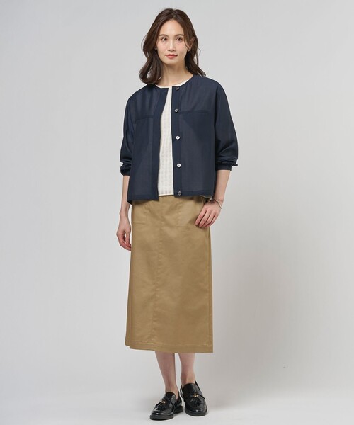 J.PRESS Ladies（J.プレス レディス）の「【一枚で着映え】シアーギンガム クルーネック カットソー（Tシャツ/カットソー・レディース・ブラック系/ブラック系3/アイボリー系・SMALL）」の10枚目の写真