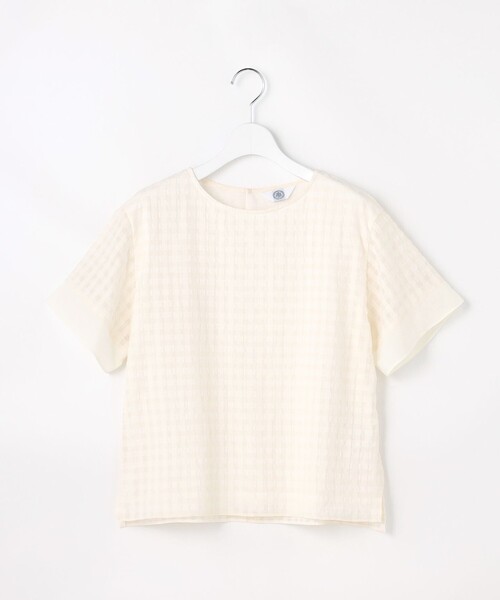 J.PRESS Ladies（J.プレス レディス）の「【一枚で着映え】シアーギンガム クルーネック カットソー（Tシャツ/カットソー・レディース・ブラック系/ブラック系3/アイボリー系・SMALL）」の11枚目の写真