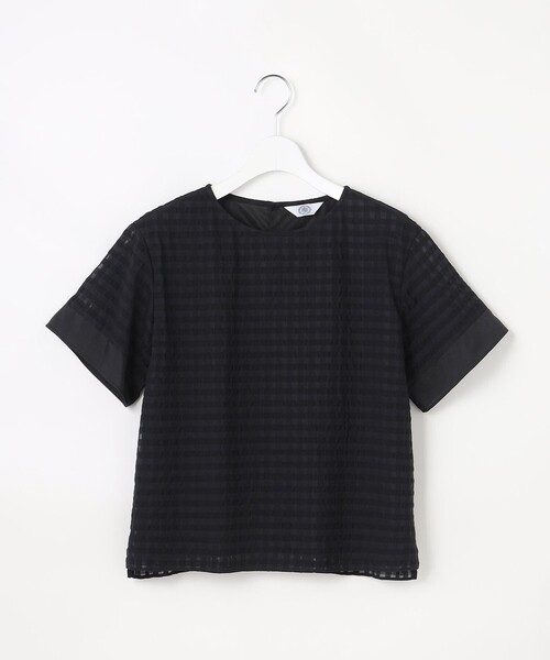 J.PRESS Ladies（J.プレス レディス）の「【一枚で着映え】シアーギンガム クルーネック カットソー（Tシャツ/カットソー・レディース・ブラック系/ブラック系3/アイボリー系・SMALL）」の12枚目の写真