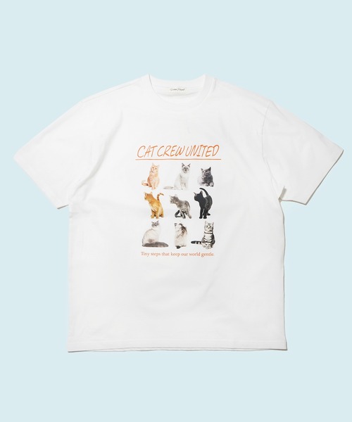 BENCH'S SELECT(ベンチセレクト)の「CAT PRINT TEE(Tシャツ/カットソー・メンズ・ホワイト/ミント・MEDIUM/LARGE)」の1枚目の写真