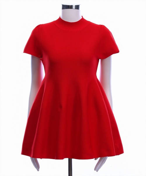 CLEAR BASIC（クリアベーシック）の「裾フレア半袖ニットチュニック［骨格ウェーブ/ミニ丈/フェミニン］（ニット/セーター・レディース・アイボリー/ブラック/レッド/ピンク/イエロー/グレイッシュベージュ・F）」の20枚目の写真