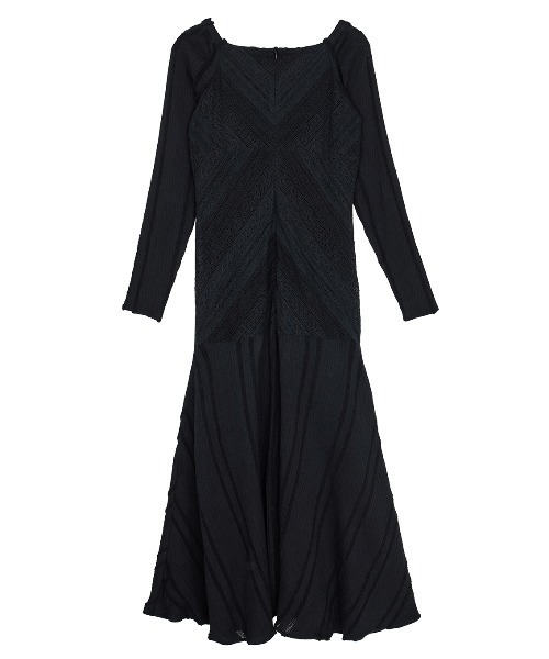 Ameri(アメリ)の「2WAY CRAFT MIX LACE DRESS(ドレス・レディース・ブラック/アイボリー・MEDIUM/SMALL)」の6枚目の写真