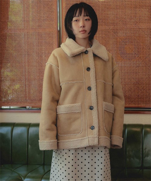 miette(ミエット)の「ステンカラームートンミドルコート(ムートンコート・レディース・ブラック/ブラウン/ベージュ・FREE)」の16枚目の写真